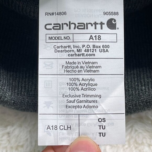 Carhartt Kid's Grey Heather Knit Cuff Beanie Hat One Size - Picture 4 of 5